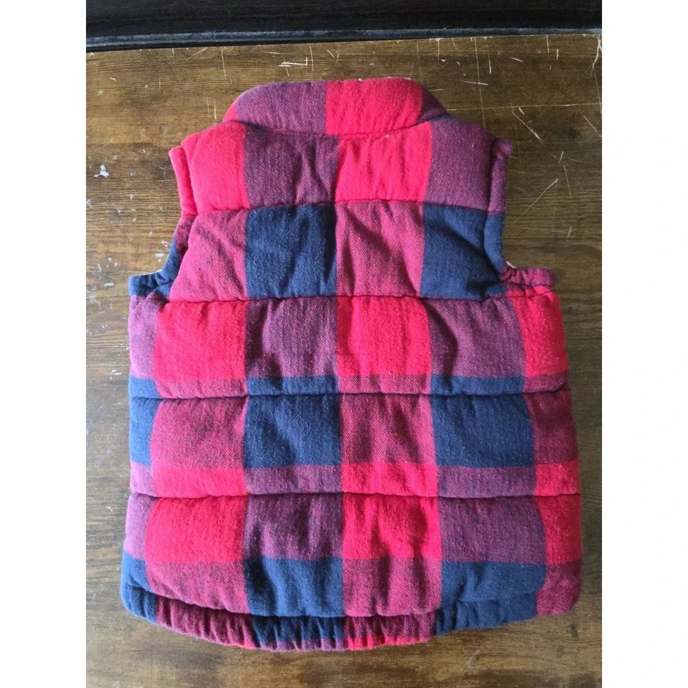 Old Navy Baby Boys Vest 12-18 Months‎ Red Buffalo Plaid Sherpa Lined Quilted